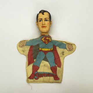 1965 Ideal Toy Corp Superman Hand Held Puppet Rubber Head Cloth Body Vintage
