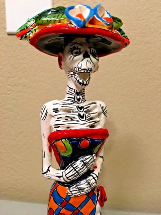 Catrina Talavera Figure Mexican Day of the Dead Folk Art Ceramic Pottery 2