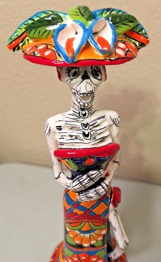 Catrina Talavera Figure Mexican Day of the Dead Folk Art Ceramic Pottery 3