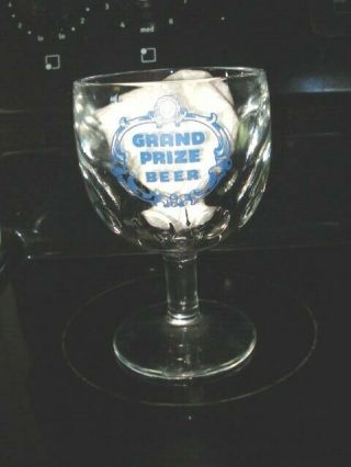 Vintage Grand Prize Beer Goblet - - Blue Grand Prize Logo - - Rare - - 6 1/2 " Tall