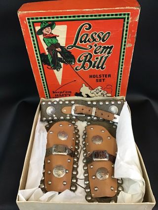 Lasso Em Bill Cap Gun Holster Set Keystone Bros.  Western Toy W/ Box