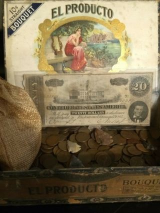 Vintage Cigar Box Full Of The Old Folks Coin & Treasures - El Producto