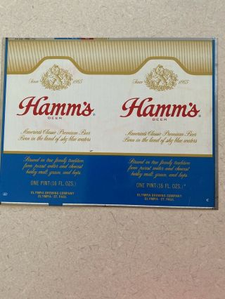 Vintage Hamm " S Beer 12 Oz Flat Top Can Unrolled Uncut Sheet 8 1/8 " X 5 " St Paul