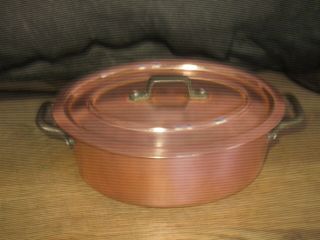 Vintage French Tournus Copper Cuisine Kitchen Casserole Stew Pan Tin Lined 2mm