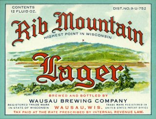 Wausau Brewing Rib Mountain Beer Label T Shirt Wisc Sizes Small - Xxxlarge (f