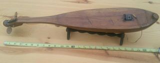 Vintage Lute Indonesian Hand Carved Wood W/ Stand
