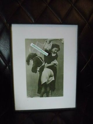 Vintage Erotica Spanking Lesbian Picture 4x6 Matted Frame French Maid Sexy Art
