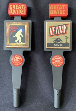 Great Divide Brewing Co.  Denver,  Co Tap Handles Velvet Yeti & Heyday