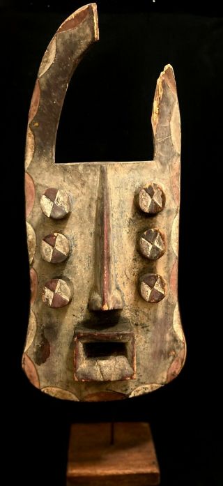 64 Cmafrican Mask Wood Carved Tribal Hand Wall Vintage Masque Grebo African Art