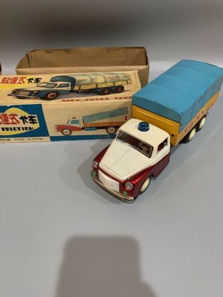 Vintage Red China Mf 193 Friction Tin Toy Soft Cover Toys Truck Me Ms Mf - 193 E3