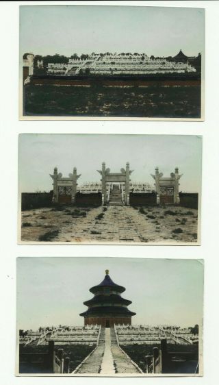 6 Temple Of Heaven Peking China Vintage Colored Photos,  All Labelled On The Back