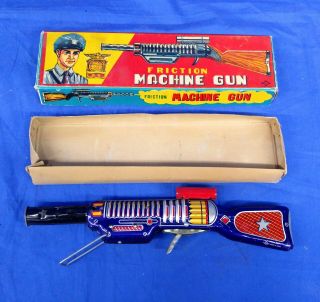 Daiya Friction Machine Gun - City Police - Vintage Tin Toy Gun