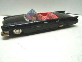 Lg 11 " Japan Bandai Tin Friction 1960 Cadillac Convertible Car.  No Reser
