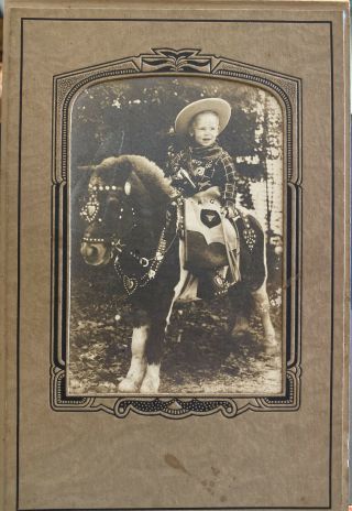 Vintage 1940s Little Cowboy W Toy Pistol On Horse Shetland Pony Photo