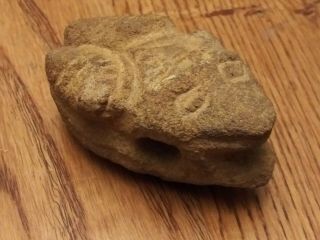 Authentic Indian Arrowhead Frog Effigy Pipe Mississippian Woodland Sandstone