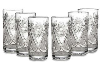 Set Of 6 Russian Tea Glasses For Holder Podstakannik 11 Oz – Soviet Cut Crystal