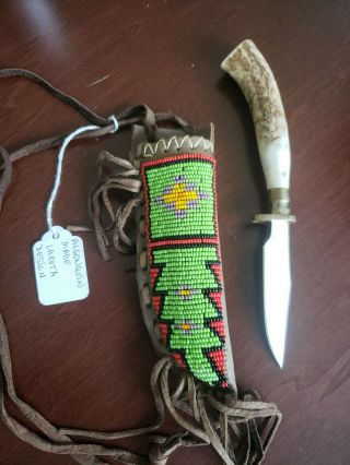 Algonquin Native American Made Sheath And Knife