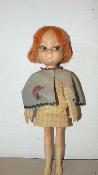 Vintage 11 " Plastic Doll,  Gogo Boots,  Orange Hair - Made In Japan
