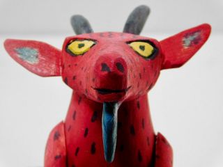 Mexican Folk Art Alebrije " Devil Goat " Hand Carved And Painted Oaxacan Signed
