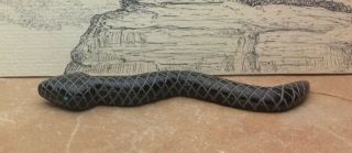 Zuni Black Snake Fetish By Lavies & Daisy Natewa Signed Black Marble F4832