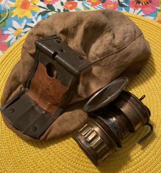 Vintage Miners Coal King Cloth Hat with Guy Dropper Carbide Lamp 2