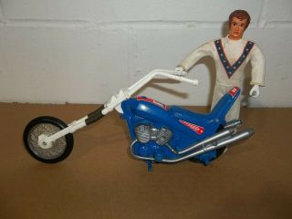 Vintage 1975 Evel Knievel Gyro Chopper Stunt Cycle W/ Action Figure Ideal Toys