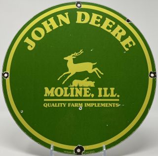 Vintage John Deere Tractors Porcelain Sign Pump Plate Gas Oil Dealership Ih
