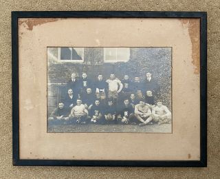 Antique 1920s Football Team Cabinet Photo Vintage Early Old In Frame