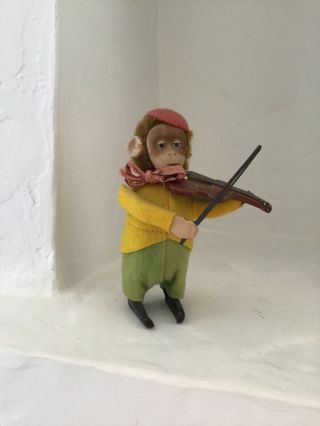 Vintage Schuco Wind - Up Toy Monkey Playing Violin Germany No Key