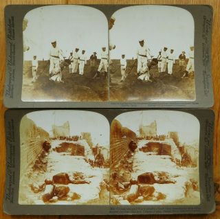 China Stereoviews X 2 - Boxer Uprising,  Execution And Dead Soldiers By Underwood