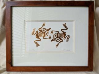 Signed Bill Reid Haida Frog Hlkk Yaan Copper Embossed Framed Print Native Art