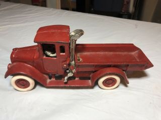 Vintage Arcade Cast Iron Red Dump Truck