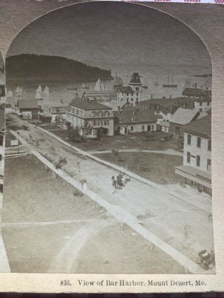 1880’s Photo Stereoview ‘view Of Bar Harbor Mount Desert Me’ Kilburn,  4 X 7