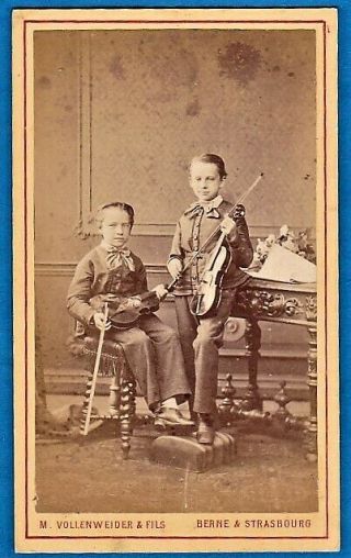 Cdv Photo Boys Violinist Musician Violin Music Violon Violoniste Foto Geige 1875