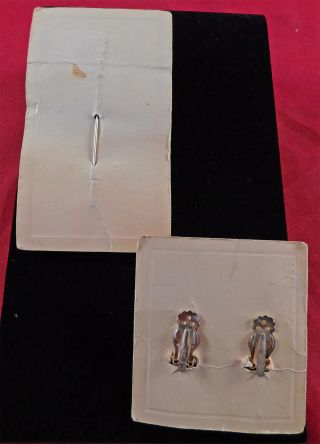 Vintage Albert Weiss Red Rhinestone Daisy Flower Brooch Pin Clip Earrings Set 2