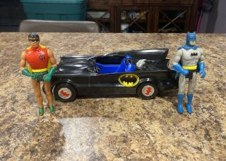 Vintage 1980 Mego Dc Comics Batmobile Toy Car Batman & Robin Figure