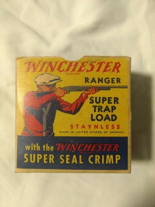 Winchester 12ga Trap Load Empty Vintage Collector Shotgun Shell Ammo Box