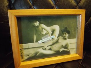 Vintage Erotica Nude Lesbian Twins Picture 5x7 Framed Sexual Naked Women Art