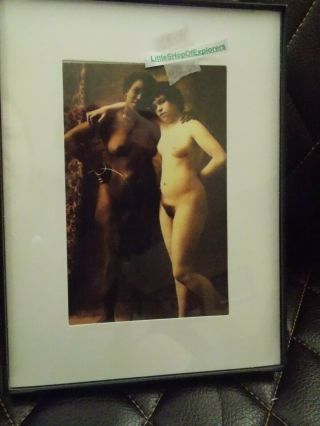 Vintage Erotica Lesbian Nude Couple Interracial Picture 6x8 Matted To 4x6 Frame