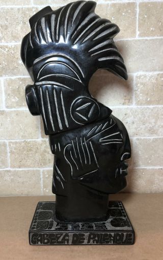 King Pakal Cabeza De Palenque Maya Aztec Mexican Obsidian Figural Statue Art