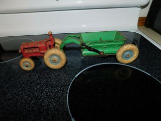 Arcade Allis Chalmers Toy Tractor Cast Iron Paint Dump Trailer Red 13 "