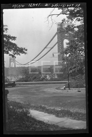 1930 Ft Lee Bridge Manhattan Nyc York City Old Photo Negative 399b