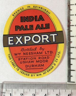 1 Old Neesham Usham Moor Durham India Pale Ale Beer Label Mcewan Edinburgh Lot6