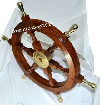 Nautical Wooden Ship Wheel Maritime Vintage Pirate Captain Decor 18 "