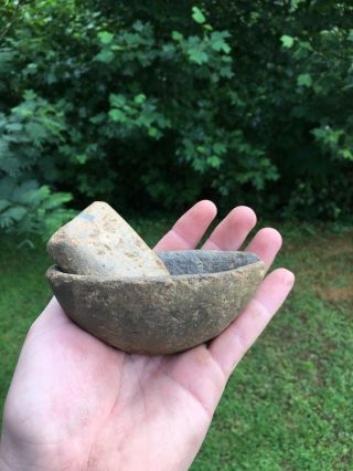 Native American Mortar & Pestle Grinding Stone Artifact Drain Hole