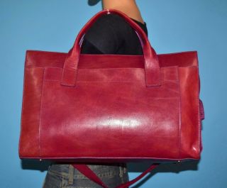 Vtg Wilsons Leather Large Raspberry Red Tote Satchel Laptop Work School Bag Case