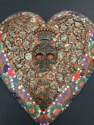 Day of the Dead Milagros Heart,  Dia de Los Muertos Corazon Sugar Skull 2