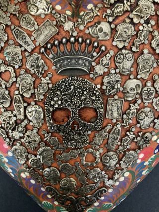 Day of the Dead Milagros Heart,  Dia de Los Muertos Corazon Sugar Skull 3