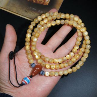 Tibet Old Spirit Bone Prayer Beads 108 Hand String Dice Beads 8mm