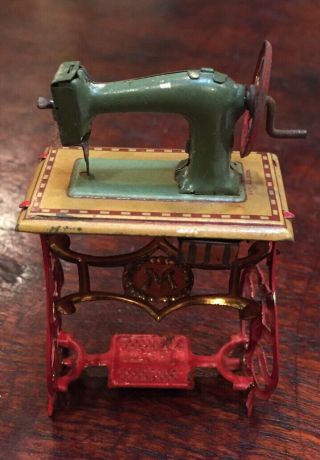 Early 1900’s Meier Sewing Machine Penny Toy—tin Litho Mini Sewing Machine Toy